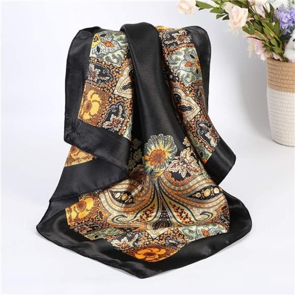 4 Pack 35” Satin Large Square Head Scarves Silk Like Scarf Hair Sleeping Wraps L - Picture 3 of 6